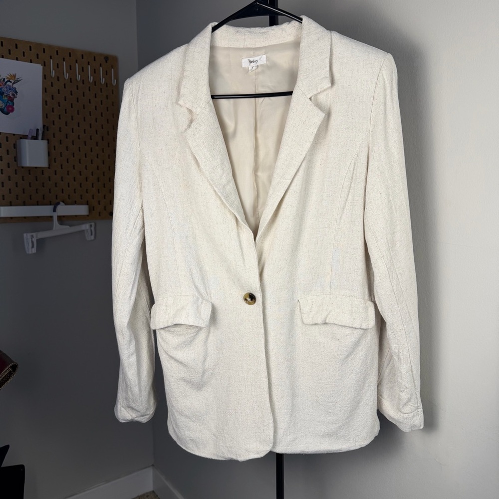 Halogen Cream Single-Button Textured Blazer - Picture 6 of 6